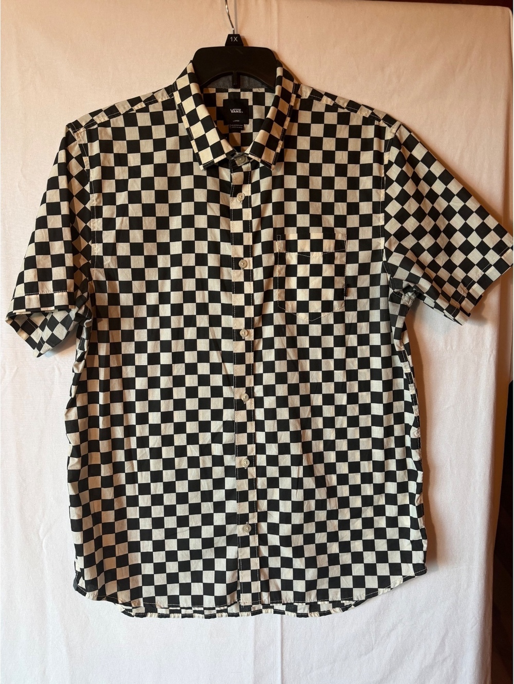 Vans Classic Fit Checkerboard Short Sleeve Shirt Large